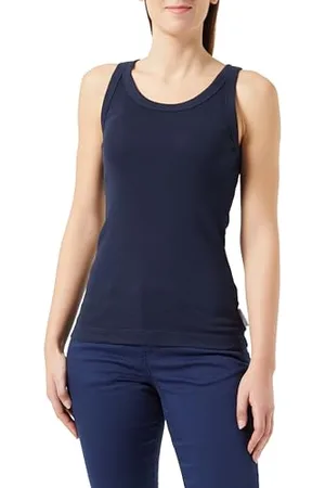Marc O’ Polo Marc OߴPolo Denim Damen Tanktop mit Stretch-Anteil gerippt, Blau , XXS