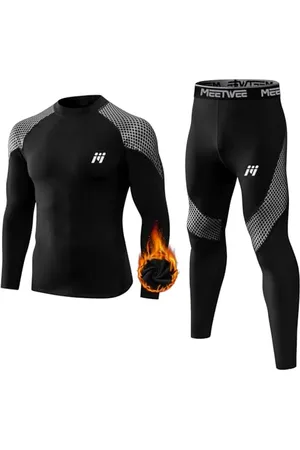 MEETWEE Thermounterwäsche Herren, Winter Funktionsunterwäsche Atmungsaktiv Thermo Unterwäsche Set Lang Thermohemd & Thermohose Kompressionsanzug für Männer Skifahren Laufen Sport