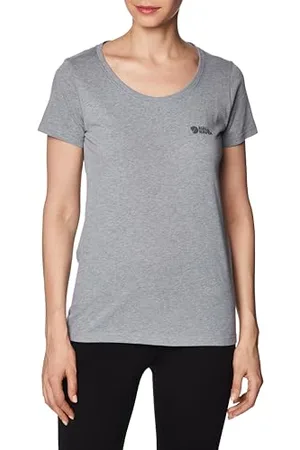Fjällräven FJALLRAVEN Damen Logo W T-Shirt mit kurzen Ärmeln, Grau-Melange, L