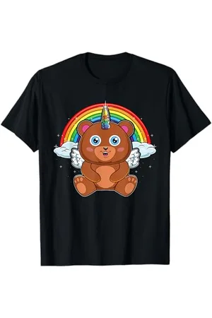Bear Niedlicher Einhorn-Grizzlybär in buntem magischem Regenbogen T-Shirt
