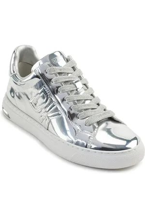 DKNY Damen Abeni-Lace Up Sneakers Sneaker, Silver, 36 EU