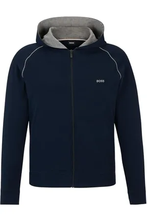 HUGO BOSS Herren Mix&Match Jacket H Hoodie aus Stretch-Baumwolle mit Reißverschluss und Logo-Detail Dunkelblau M