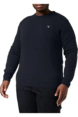 GANT Herren Classic Cotton C-Neck Pullover, Evening Blue, L EU
