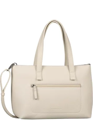 TOM TAILOR Elis Damen Shopper Umhängetasche Reißverschluss Mittelgroß Weiß
