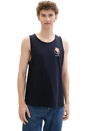 TOM TAILOR Herren Sommer Tanktop mit Palmen-Motiv, , S