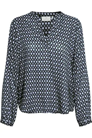 Kaffe Langarm-Bluse KAsary Damen Bluse V-Auschnitt Langarm mit Geometrisches Muster 34
