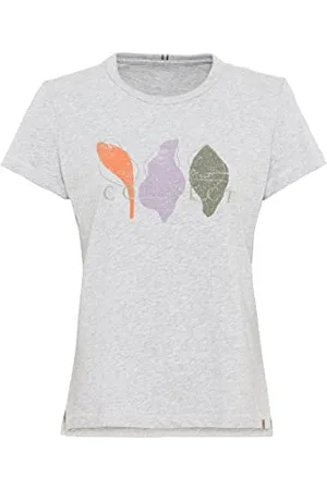 Camel Active Damen 309672/8T24 T-Shirt, Heather Grey-Leafs, L