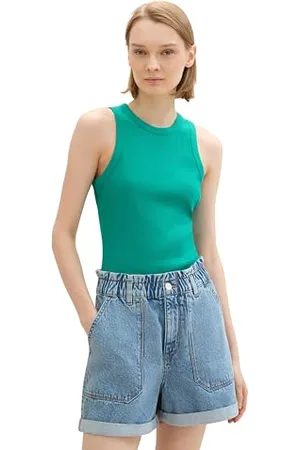 TOM TAILOR Damen Basic Tanktop mit Ripp, bright green, L