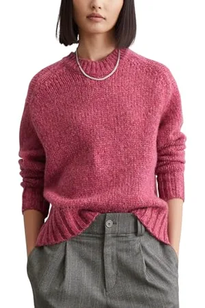 Marc O’ Polo Marc OߴPolo Denim Damen Strickpullover aus Woll-Mix Relaxed Fit, Schwarz (Medium Pink Melange 01), S