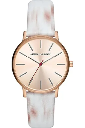 Armani Exchange Uhr für Damen , QuarzDreizeigerwerk, 36MM RosegoldEdelstahlgehäuse mit Lederarmband, AX5588