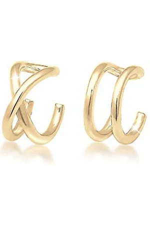 Elli Earcuff Set Silber 925 Vergoldet 24K Ohrmanschette Damen Ohrringe für Frauen Ohrklemme Wickleohrring Durchmesser 7mm Helix 0301693018