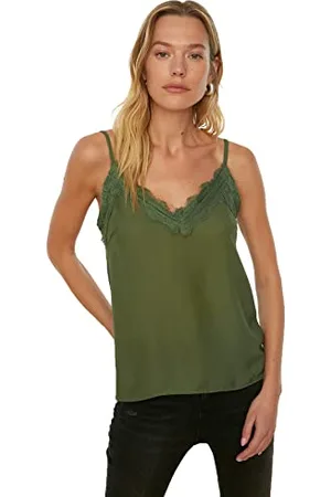 Trendyol Damen Kanten gedetailleerde ophangblouse Blouse, , 38 EU