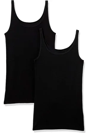 Amazon Damen Schmal geschnittenes Tanktop mit dünnem Trägern, 2er-Pack, , XXL
