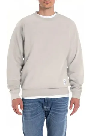 Replay Herren Sweatshirt aus Baumwolle, (Elfenbein), S