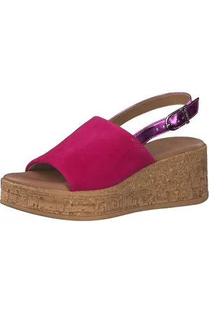 Tamaris Damen Plateau Sandalen Leder Keilabsatz Sommer; /pink; 38 EU