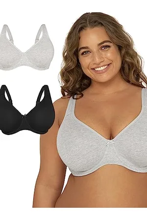 Fruit Of The Loom Damen Fit for Me Collection: Plus-Size Unlined Underwire Bra-Cotton Comfort & Pinch-Free Straps BH mit voller Abdeckung, Undurchsichtige, , 95F (2er Pack)