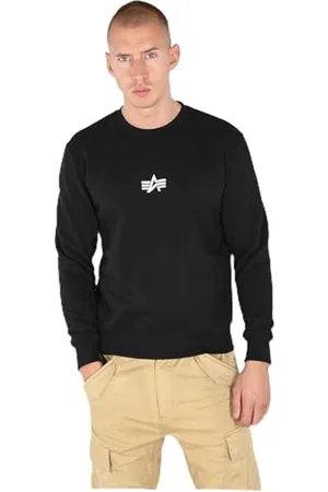 Alpha Industries Herren Center Logo Sweater, Black, XS