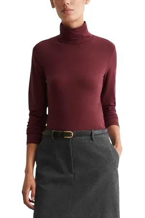 Marc O’ Polo Marc OߴPolo Damen Langarmshirt mit Rollkragen Unterziehshirt, Rot (Deep Ruby), L