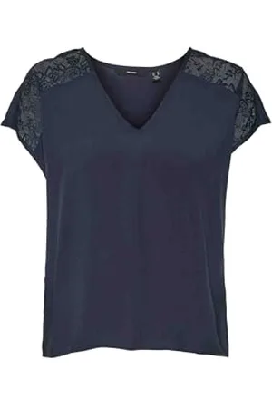 VERO MODA VMRUSK LACE V-Neck SS TOP WVN GA
