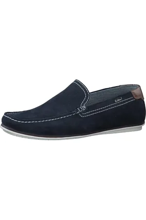 QS by s.Oliver Herren Mokassins aus Leder zum Hineinschlüpfen, Blau (Navy), 42