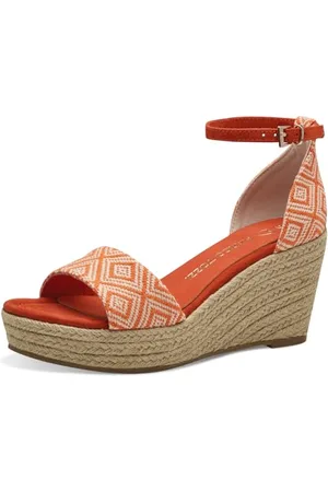 Marco Tozzi Damen Sandalen mit Keilabsatz Sommer mit Plateau, Orange , 40 EU