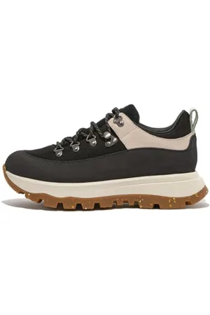 FitFlop Damen NEO-D-HYKER Canvas/Suede Walking Trainers Wanderschuh, Black, 45 EU