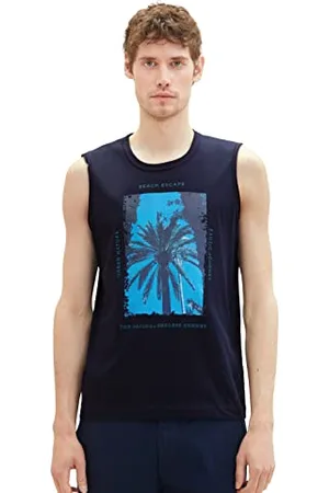 TOM TAILOR Herren 1036399 Tanktop mit Foto-Print, 10668-Sky Captain Blue, L