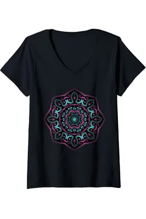 Mandala Damen T-Shirt mit V-Ausschnitt