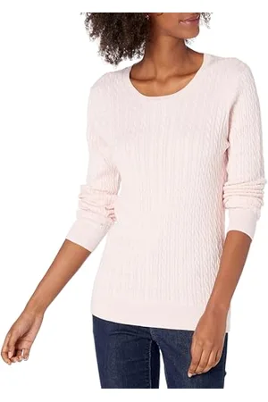 Amazon Damen Leichter Langarm-Pullover Mit Rundhalsausschnitt Mit Zopfmuster (Erhältlich In Übergröße), , XXL