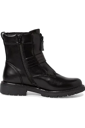 Jana Damen Stiefeletten ohne Absatz aus Kunstleder mit Schnalle Weite H Mehrweite, (Black), 39 EU