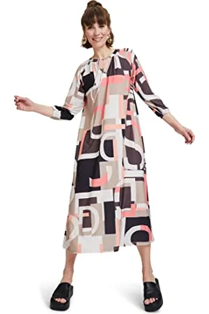 Cartoon Damen Casual-Kleid mit Muster /Braun,36