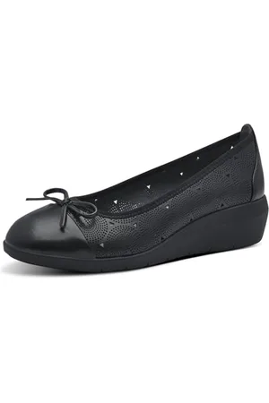 Jana Damen Ballerinas mit Keilabsatz Vegan, (Black), 41 EU