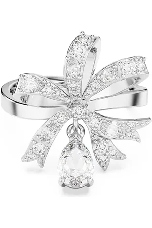 Swarovski Volta Cocktailring, Rhodinierter Damenschmuck mit Strahlenden Kristallen