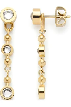 Leonardo Ohrstecker Bobby • 1 Paar Ohr-Hänger aus goldfarbenem Edelstahl • runder Stein mit abnehmbarer Verlängerung • Schmuck Geschenk für Frauen • 024808