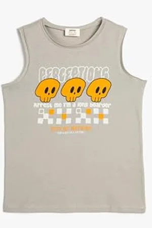 Koton Boys Tank Top Skull Printed Sleeveless Cotton