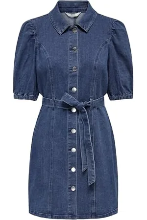 ONLY Damen Onlvibbe Ss Belt DNM Dress MBD Noos, , 3XL