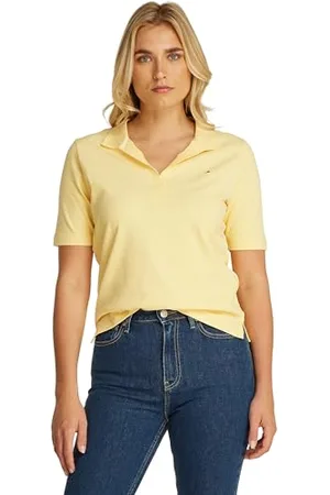 Tommy Hilfiger Damen Poloshirt Kurzarm 1985 Pique Regular Fit, Gelb (Citronella), M