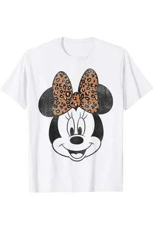 Disney Minnie Mouse Distressed Vintage Leopard Bow Face V2 T-Shirt