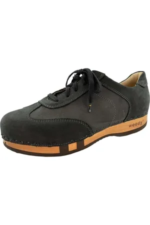 Woody Herren Sam Clog Sneaker, Nero-Grigio, 45 EU