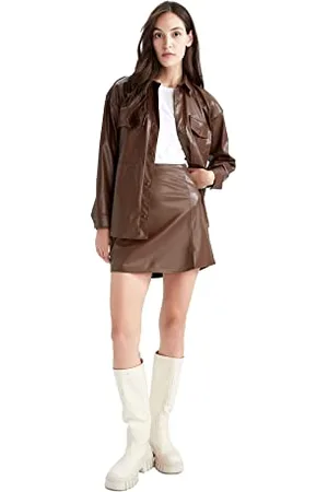 DeFacto Gestrick Skirt für Damen RöckeCINNAMON,M