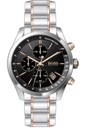 HUGO BOSS Chronograph Quarz Uhr für Herren Kollektion Grand Prix mit Zweifarbiges Edelstahlarmband - 1513473