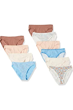 Amazon Damen Slip aus Baumwolle mit hohem Beinschnitt (in Übergröße erhältlich), 10er-Pack, , 42