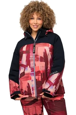 Ulla Popken Damen Funktionsjacke, Skijacke Abstrakter Druck, wasserdicht Jacken, , 54-56