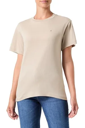 Replay Damen T-Shirt Kurzarm Basic, Grau (Light Taupe 803), S