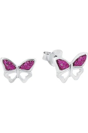 Amor Ohrstecker 925 Sterling Silber Mädchen Kinder Ohrschmuck, 0,7 cm, Silber, Schmetterling, Kommt in Schmuck Geschenk Box, 2021289