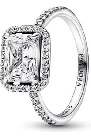 PANDORA Timeless Rechteckiger Funkelnder Strahlenkranz Ring in Sterling- mit Cubic Zirkonia Timeless Collection, Größe 54, 192391C01-54