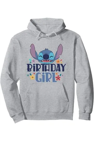 Disney Lilo & Stitch Birthday Girl Smile Stitch Floral Logo Pullover Hoodie