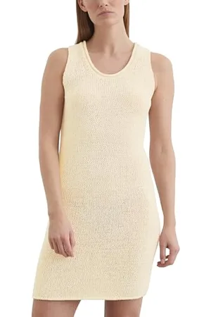 Marc O’ Polo Marc OߴPolo Damen Strickkleid ärmellos Slim Fit, Cremefarben (Natural Cotton), 34