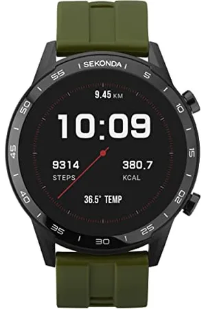 Sekonda 45 mm Herren-Smartwatch mit Herzfrequenz- und Schlafmonitor, tägliche Aktivität, Sport, Musik, Wetter- und Nachrichtenfunktionen, mit Gummiband., , Einheitsgröße, Sportlich