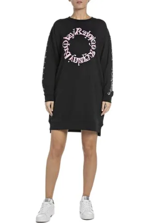 Replay Damen Kleid Langarm Kurz, (Schwarz), XS